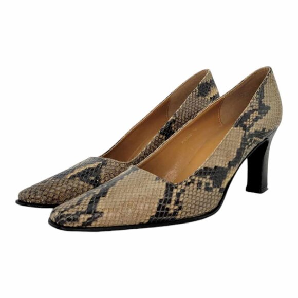 Lauren Ralph Lauren Snake Embossed Leather Pumps Women's Sz 7b - Picture 5 of 11
